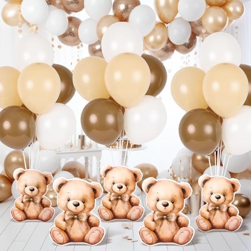 12 Sets Brown Bear Baby Shower Balloon Stand Kit for Table Teddy Bear Table Centerpieces Party Decor Baby Shower with Balloon Decoration for Girl and Boy Birthday Newborn Gender Reveal Party Supplies - Image 6