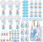 Capoda 6 Set Boy Baby Shower Prizes for Guest, Blue Bear Handheld Fan Favor by Capoda