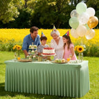 Wish Care 6 Pack Sage Green Spandex Table Clothes for 6 Foot Rectangle Tables, 6FT Wrinkle Free Fitted Tablecloths Ruffles Design Table Cloth for Party, Banquet, Wedding and Events - Image 4