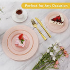 Goodluck 200PCS Disposable Pink Plastic Plates, Heavy Duty Disposable - Image 4