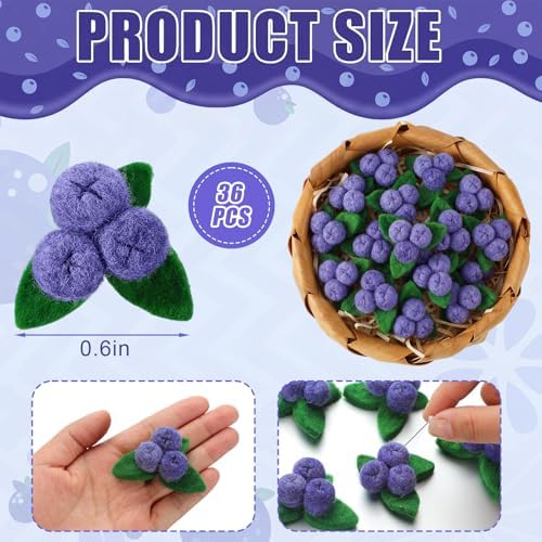 Moukeren 36 Pcs Blueberry Baby Shower Decorations Artificial Fake Felt Blueberry Birthday Decoration a Berry Sweet Baby is on The Way Supplies for Babys Shower Decor - Image 2