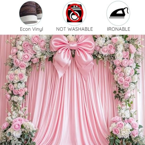 20x10ft Pink Bow Backdrop Floral Coquette Flowers Photography Background for Girls Women Birthday Party Decorations Wedding Bridal Backdrops Banner Photo Booth Props - Image 7