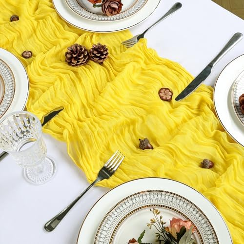 16 Pack 23 x 120 Inch Lemon Yellow Table Runner 10Ft Cheesecloth - Image 4