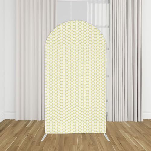 Yellow Honeycomb Arch Backdrop Cover 5FT Hexagon Beehive Stretchy Spandex Arch Stand Cover for Birthday Baby Shower Ceremony Wedding Party Decoration (Only Cover) - Image 2