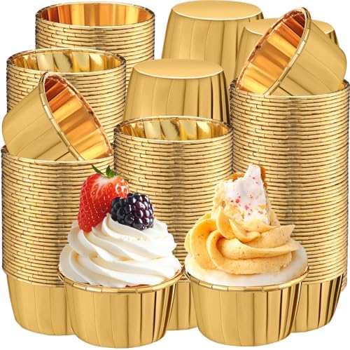 600 Pack Gold Cupcake Liners Bulk Disposable Foil Muffin Cup by Gandeer