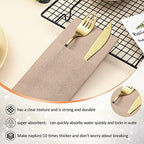 Cindeer 150 Pcs Wood Color Linen Dinner Napkins with Built in Flatware - Image 4