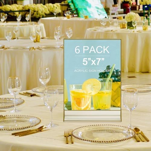 5X7 Gold Picture Frame Acrylic Sign Holder,Wedding Signs Table Numbers Menu Holders 6Pack - Image 5