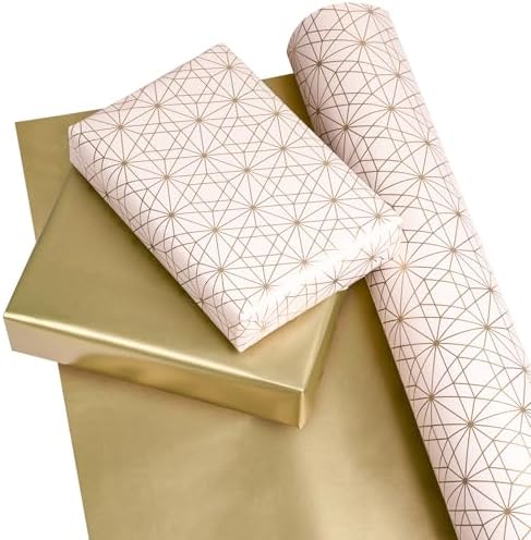 WRAPAHOLIC 30 Inch Reversible Wrapping Paper - 30 Inch X 100 Feet Jumbo Roll Pink Geometric Patterns Design, Perfect for Wedding, Mother's Day, Birthday, Baby Shower and More Occasions - Image 3