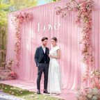 20x10ft Pink Backdrop Curtain Panels for Parties - Wrinkle Free Polyester Photo Curtain Backdrop Wedding Back Drop Fabric Drapes for Party Decorations Background for Photography - Image 6