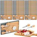 Ziliny 36 Set Bridal Baby Shower Cheese Prizes Wooden Square Board Gift Set Knives Forks Thank You Tags with Box for Guests for Valentines Bridal Baby Shower Housewarming Gifts (Bamboo Color) by Ziliny