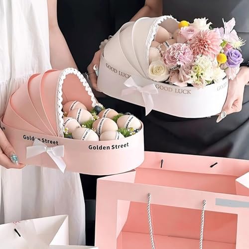 Hamperkorb Basket Shape Crib Empty Baby Showers Flower Basket for Wedding Birthday Valentine's Day Home Decoration Cardboard - Image 6