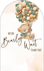 Teddy Bear Arch Backdrop 4x7ft We Can Bearly Wait to Meet You Arched Wall Covers Stretchy Background for Party Decorations Brown Baby Shower Decor Props NO-75 - Image 2