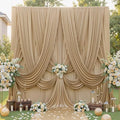 20ft×12ft Wrinkle Free Champagne Backdrop Curtain for Wedding Parties, 4 Panels 5×12ft Long Silky Polyester Fabric Backdrop Drapes Photo Back Drop Curtains for Birthday Photography Background Cloth by ENJOYYOURPARTY