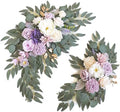 Faux Flower Swag Set of 2 for Wedding Welcome Signs Floral Swag Wedding Reception Ceremony Signs Decor (Purple) by Piklado