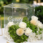 25 Pcs Clear Acrylic Wedding Card Box Set, Large DIY Gift Card Box with Slot & Lock, 15 Silk Flowers, Foam Blocks, Money Holder for Wedding Reception, Baby Shower Party Table Decor by Ferrochef