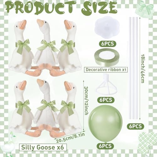 Chunful 6 Set Sage Green One Silly Goose 1st Birthday Decoration 11.8 Inch - Image 6
