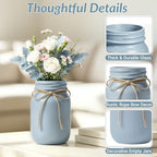12 PCS 16oz Glass Mason Jars Flower Vases for Centerpieces, Blue - Image 3