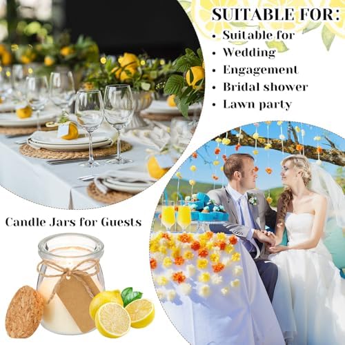 MTLEE 50 Pcs Wedding Jar Candles for Guests Wedding Candle Gift Natural Wax Candles with DIY Tag Cards for Bridesmaid Baby Shower Party Favors Home Supply Decor, Scents of Lemon - Image 3