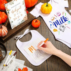 Panitay 100 Pcs White Baby Bodysuits Bibs Kit 25 Guests, Fall Pumpkin - Image 3