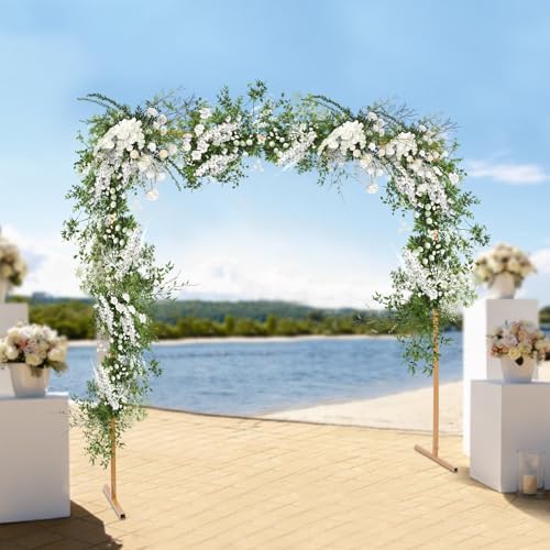 6.6*6.6FT Wedding Arch Stand for Ceremony Gold Square Modern Metal Balloon Arch Stand Kit Garden Floral Arch Frame Background for Anniversary Birthday Party Decoration Home Garden Outdoor Lawn Decor by AKaSping