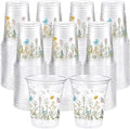 100 Pack Wildflower Plastic Cups, 12 oz Floral Party Decorations by Ferrochef