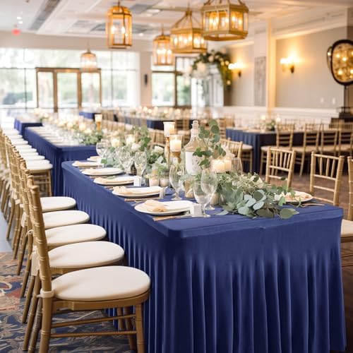 6 Packs Navy Blue Spandex Tablecloths for 8 Foot Rectangle Tables - Image 5