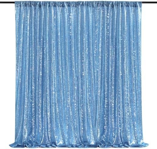 Baby Blue Sequin Backdrop Sequin Wedding Photo Curtains 10ft x 10ft by QueenDream