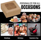 100 pcs Kraft Mini Truffle Box for 4 Treats with Window and Dividers, Bakery Boxes, 3.5 x 3.5 x 1.57 Inches VERY SMALL Baking Boxes for 4 Treats, Square Truffles Box for Gift Giving - Image 5