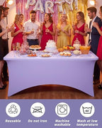 Fixwal 2 Pack 6FT Lavender Tablecloth Rectangle Spandex Fitted Table Cover - Image 6