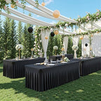 Suppromo 8ft Black Spandex Tablecloths for Rectangle Tables Wrinkle Free Black Table Cloth Rectangle Stretch Fitted Table Cover with Skirt for Wedding Birthday Party Banquet Baby Shower Buffet Event - Image 2
