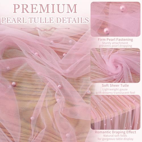 Pearl Table Runner Tulle Gauze Sheer Wedding Party Home Decor - Image 4