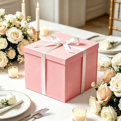 UoeRing 4 Pcs Large Gift Box Matte Pink 12x12x11 Inch with Lid - Image 4