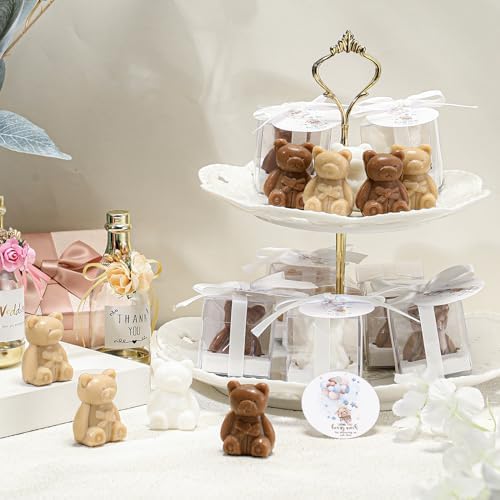 Geosar 36 Pack Bear Soap Shower Favors Thank You Tag Box,White Brown - Image 4