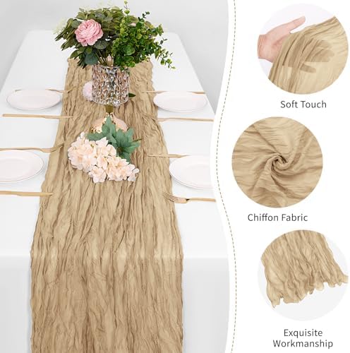 25 Pack Beige Cheesecloth Table Runner 17 x 108 Inch Gauze Table Runner Fabric Semi Sheer Cheese Cloth Table Runner Bulk for Rustic Romantic Wedding Baby Shower Table Decoration - Image 5