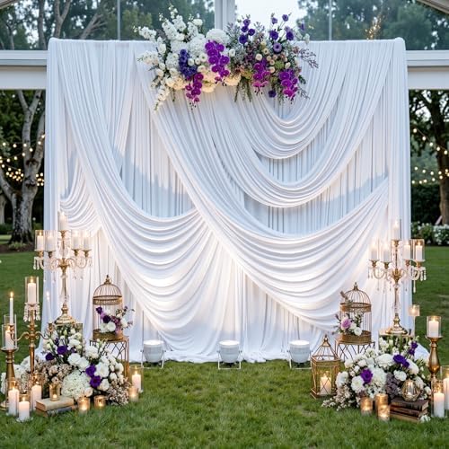40FTx12FT White Backdrop Curtains for Wedding Party, Birthday and Labor Day - Image 2