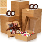 8x8x2 Auto-Popup Cookie Boxes with Window, Brown, 60 Pack by EQOREIIN