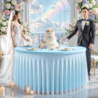 Baby Blue Tulle Tablecloths 60 Inch Spandex Table Cloths for Round Tables - Image 6
