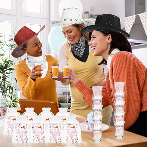 60 Sets Western Cowgirl Baby Shower Acrylic Shot Glasses A Little Cowgirl is On The Way Shot Glasses with Thank You Cards Organza Bags for Gender Reveal Cow-Girl Themed Birthday (Pink) - Image 6