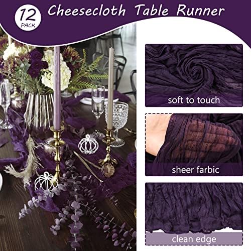 35x120 Inch Dark Purple Cheesecloth Table Runner Gothic Wedding Party Decor - Image 4