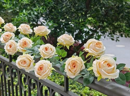 2Pcs 12Ft Bendable Flower Garland Faux Rose Vine for Home Decor,Champagne - Image 4