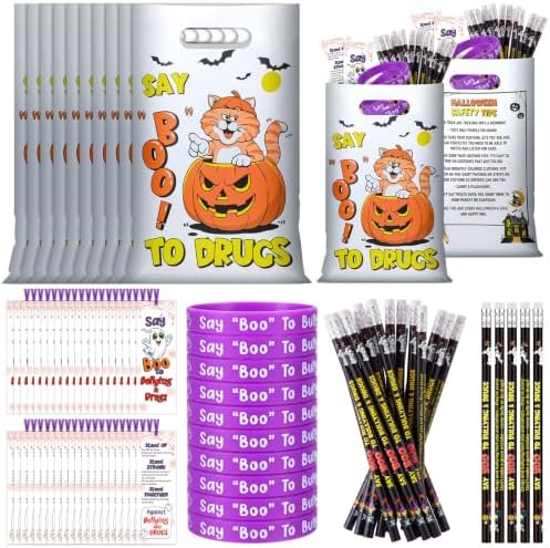 Resurhang 50 Set Halloween Safety Gifts Bulk, Say Boo to Drugs Favors by Resurhang