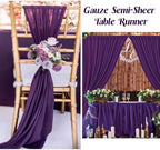 6 Pack 10Ft Dark Purple Chiffon Table Runner 29x120 Inches Sheer Fabric Table Runner Romantic Wedding Runner for Thanksgiving Christmas Bridal Shower Decorations（Dark Purple） - Image 5