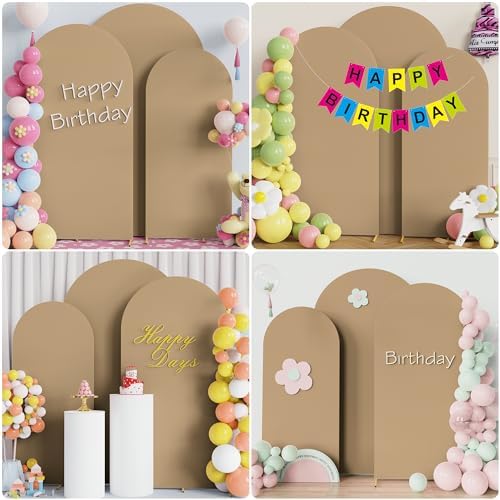 Wokceer Arch Backdrop Cover Khaki Arch Covers Stretchy 7.2FT,6.6FT,6FT - Image 4