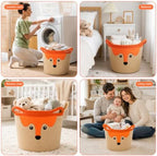 Cute Fox Basket for Nursery, Large Blanket Gift Basket,14"D×11"H - Image 6