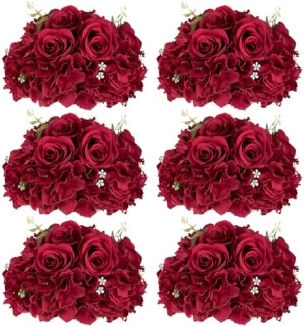Burgundy Flowers Balls for Centerpieces: 11.8in Diam, Set of 6 by CreatedforWeddingsandHome