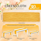 30 Pack Cheesecloth Table Runner 10FT Gold Table Runner Boho Gauze Cheese Cloth Table Runners Long Rustic Sheer Table Decorations for Wedding Party Baby Bridal Shower Birthday Holiday Home - Image 2