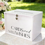 Large Wedding Card Box with Lock & Slot, Elegant White Wedding Card Boxes for Reception Money Gift Envelope Cards, DIY Gift Cards Box for Party Engagement Baby Bridal Shower Table Decor by SOFARKKTPARTYCARDBOX