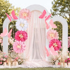 Havawish 16 Pcs Giant Pink Butterfly & Daisy Paper Flowers Hanging Set - Image 3