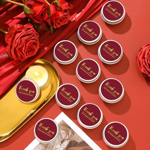 MTLEE 50 Pcs Burgundy Thank You Candles Baby Shower Wedding Favors - Image 2
