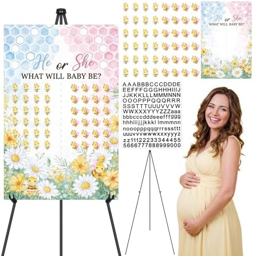 Yousoontic Bee Gender Reveal Voting Board with Easel Display Stand Voting What Will Baby Bee Gender Reveal Decorations Decorations for Boy or Girl Party Supplies by Yousoontic